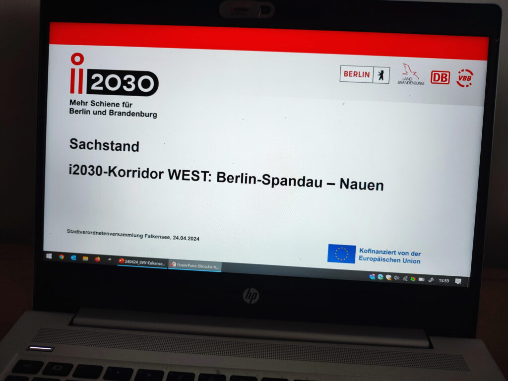 Das Projekt i2030 bei der Stadtverordnetenversammlung in Falkensee am 24.4.2024 zum Ausbau Berlin-Spandau-Nauen