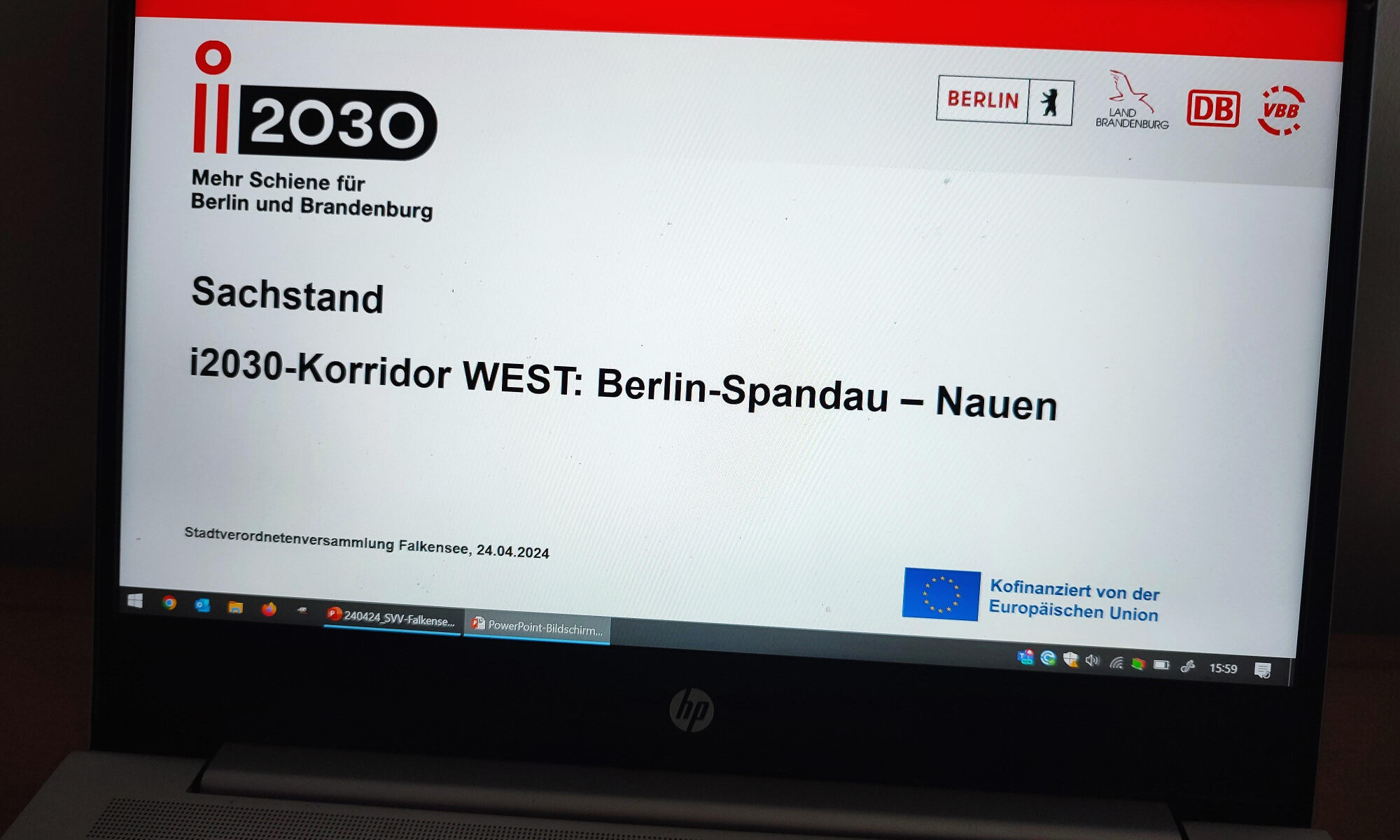 Das Projekt i2030 bei der Stadtverordnetenversammlung in Falkensee am 24.4.2024 zum Ausbau Berlin-Spandau-Nauen