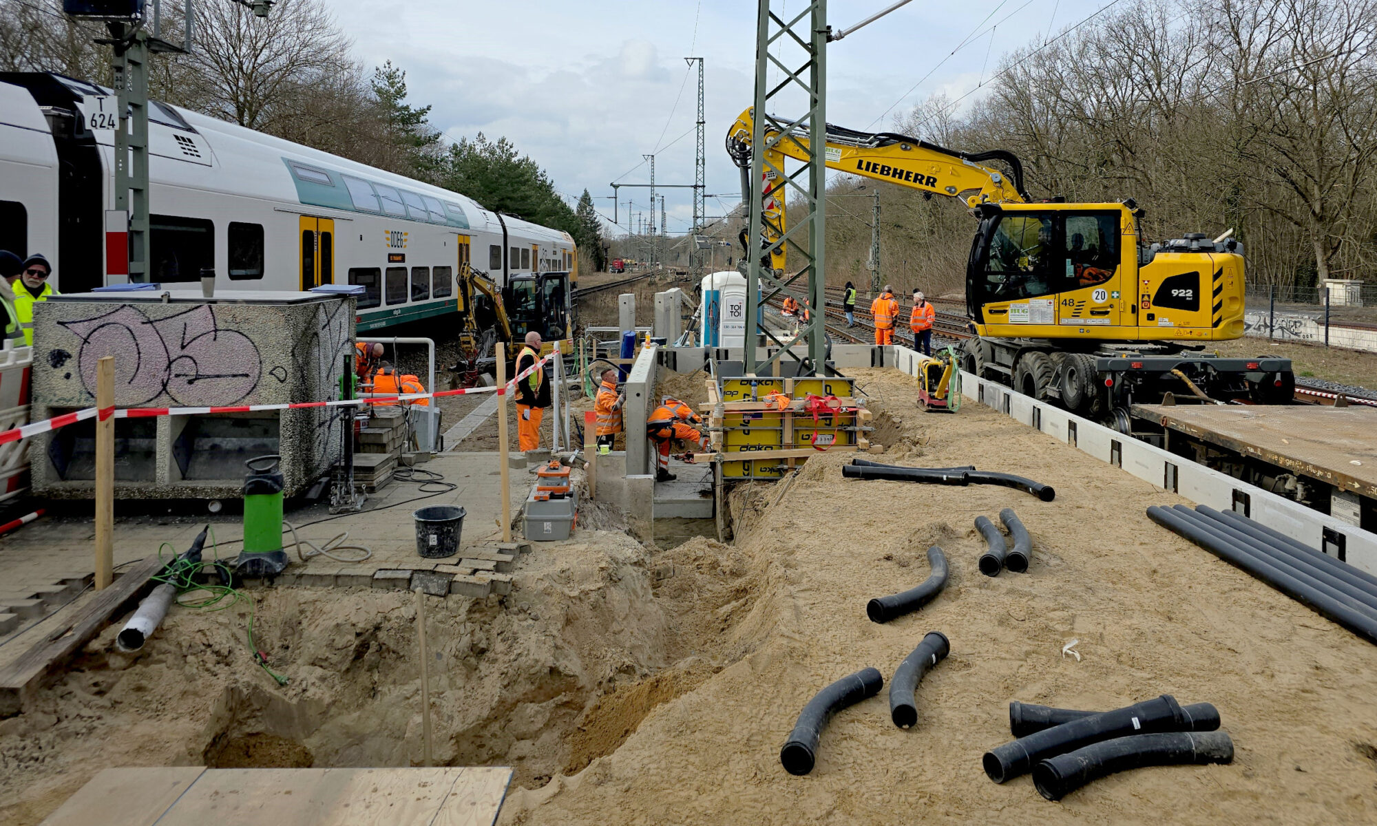 RE1-Bahnsteigverlängerung an der Station Potsdam Park Sanssouci, Foto: DB InfraGO AG